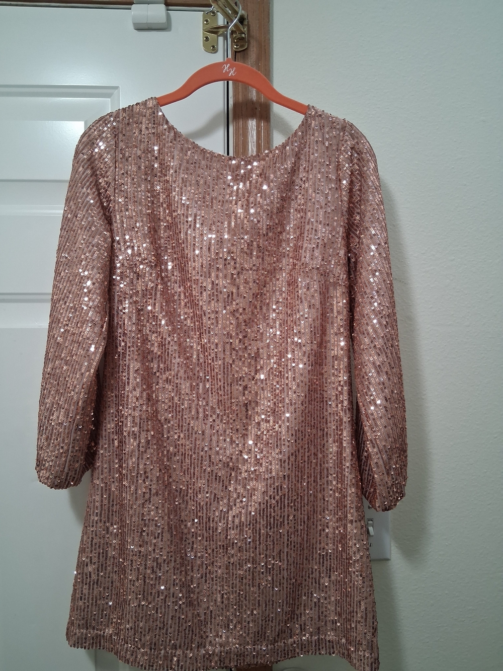 LOFT Rose Gold Sequined Shift Dress